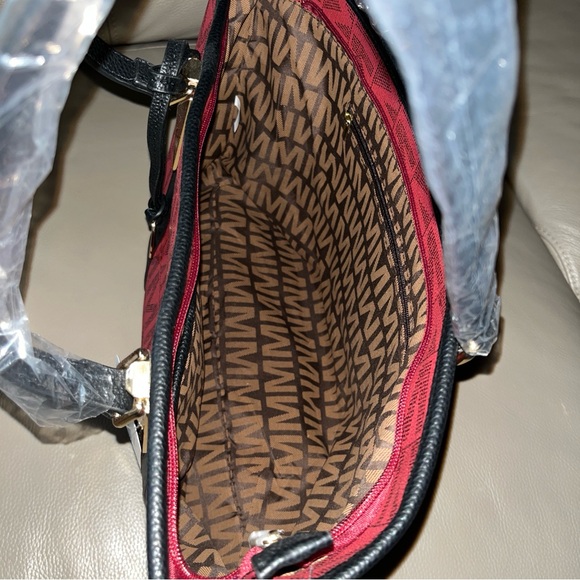 New 4pc MKF COLLECTION MODERN TOTE HANDBAG SET Marimar M Signature Mia K Red/Bl - Picture 5 of 15